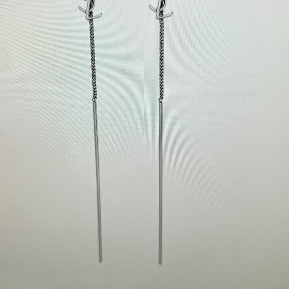 YSL Cassandre Threader Earrings in Silver – Like New - Picture 3 of 3